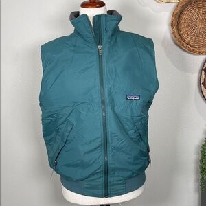 Vtg Patagonia Green Shelled Synchilla Vest Gray Fleece Style# 22501 Unisex Small